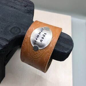 Handmade leather textured bracelet "wonderfully made"